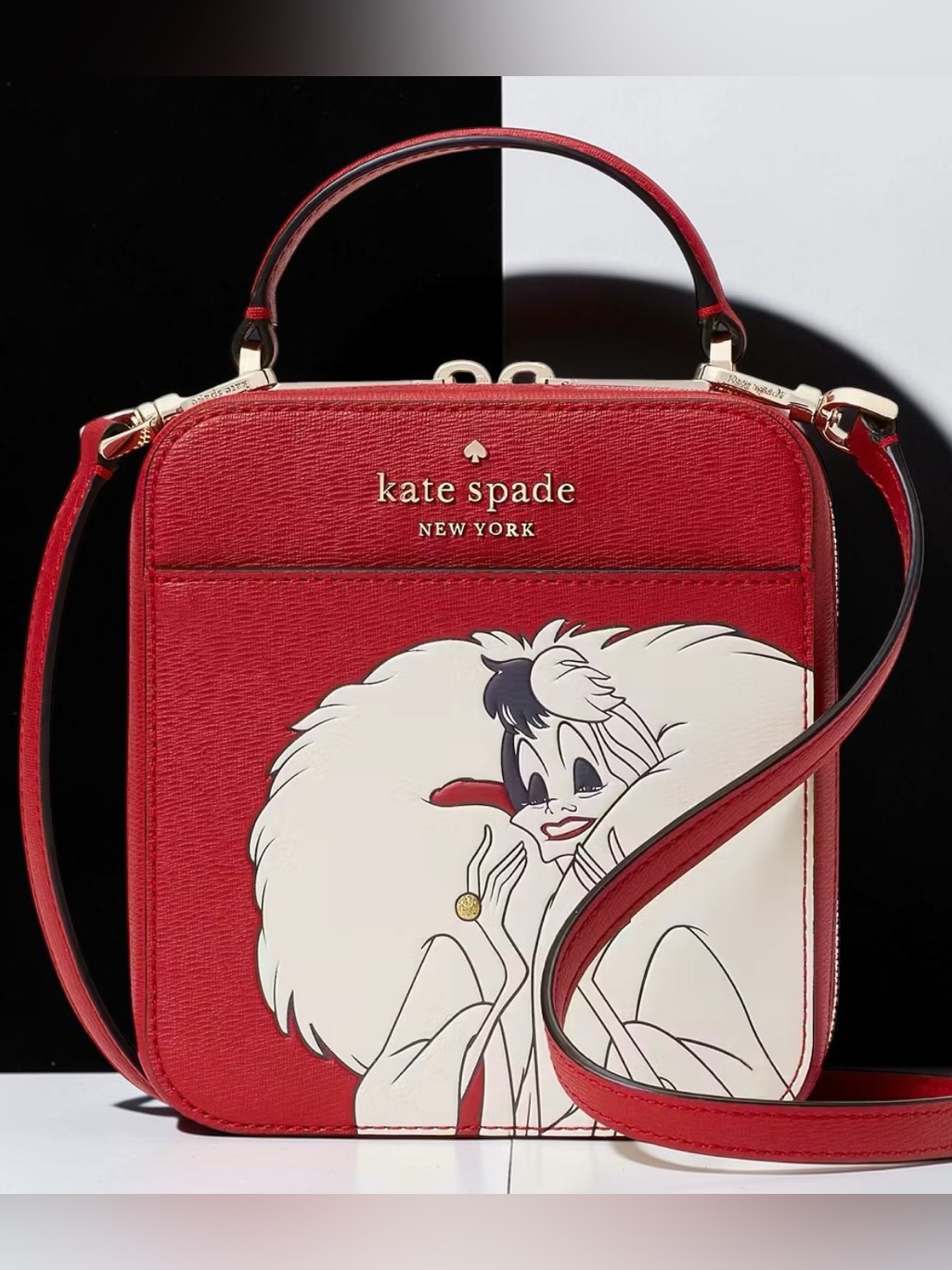 Kate Spade X Disney Vanity Cruella Crossbody Bag. Detachable Strap. Nwot.